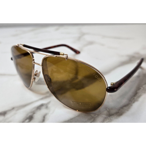 Tom Ford Bradley TF244 28J 60-13 Brown Polarized Rose Gold Aviator Sunglasses main image 4